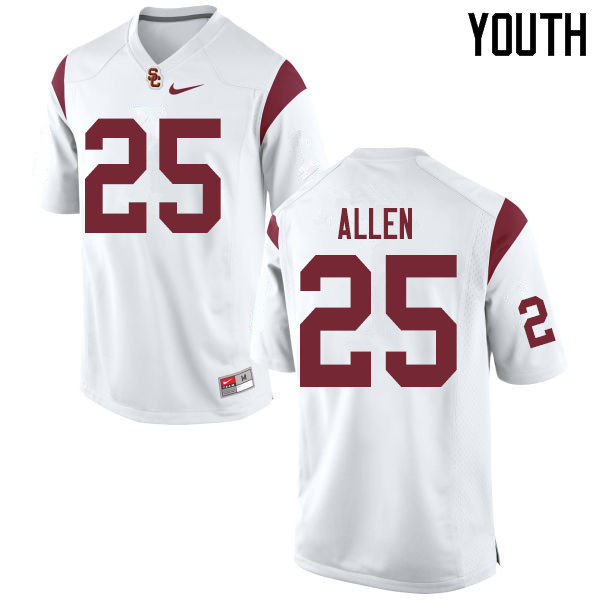 Youth #25 Briton Allen USC Trojans College Football Jerseys Sale-White